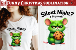 Funny Christmas animal sublimation | Grumpy green mouse Product Image 1