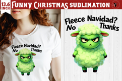 Funny Christmas animal sublimation | Grumpy green sheep Product Image 1