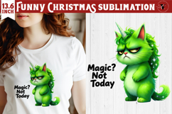 Funny Christmas animal sublimation | Grumpy green unicorn Product Image 1