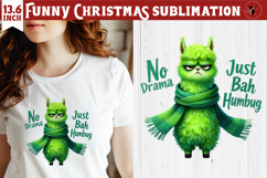 Funny Christmas animal sublimation | Grumpy green lama Product Image 1
