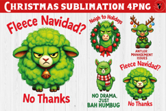 Funny Christmas animal sublimation | Grumpy green animals Product Image 13