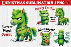 Funny Christmas animal sublimation | Grumpy green animals Product Image 1