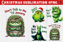 Funny Christmas animal sublimation | Grumpy green animals Product Image 1