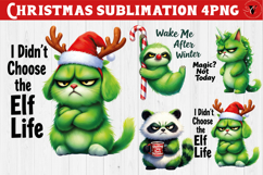 Funny Christmas animal sublimation | Grumpy green animals Product Image 1