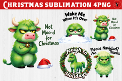 Funny Christmas animal sublimation | Grumpy green animals Product Image 1