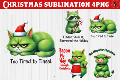 Funny Christmas animal sublimation | Grumpy green animals Product Image 1