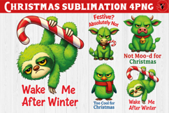 Funny Christmas animal sublimation | Grumpy green animals Product Image 1
