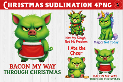 Funny Christmas animal sublimation | Grumpy green animals Product Image 1