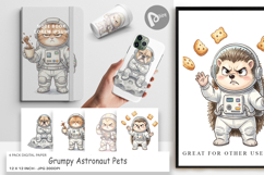 Grumpy Astronaut Pets Digital Paper Product Image 1