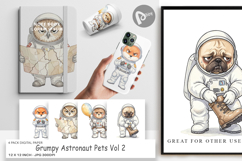 Grumpy Astronaut Pets Digital Paper Product Image 1
