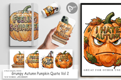 Grumpy Autumn Pumpkin Digital Paper Product Image 1