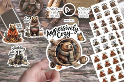Grumpy Bear Badger Hygge Sticker Product Image 1