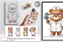 Grumpy Bear Nurse Digital Paper Product Image 1