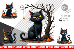 Grumpy Black Cat Clipart Product Image 1