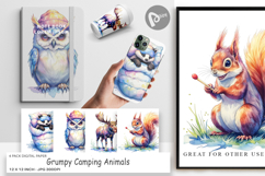 Grumpy Camping Animals Digital Paper Product Image 1