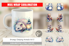 Grumpy Camping Animals Mug Wrap Product Image 1