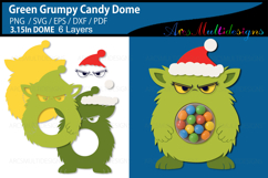 Green grumpy Christmas monster Candy Dome Product Image 1