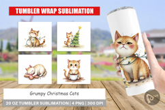 Tumbler Watercolor Grumpy Christmas Cats Product Image 1