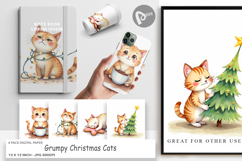 Digital Paper Watercolor Grumpy Christmas Cats Product Image 1