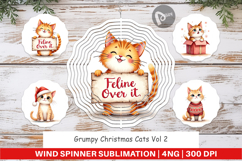 Wind Spinner Watercolor Grumpy Christmas Cats Product Image 1