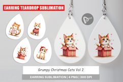 Earring Watercolor Grumpy Christmas Cats Product Image 1