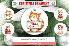 Ornament Watercolor Grumpy Christmas Cats Product Image 1