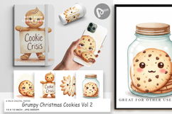 Digital Paper Watercolor Grumpy Christmas Cookies Product Image 1