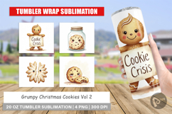 Tumbler Watercolor Grumpy Christmas Cookies Product Image 1
