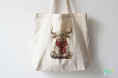 Grumpy Christmas Highland Cow Clipart Product Image 3