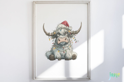 Grumpy Christmas Highland Cow Clipart Product Image 5