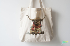 Grumpy Christmas Highland Cow Clipart Product Image 5