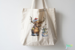 Grumpy Christmas Highland Cow Clipart Product Image 4