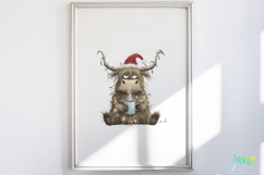 Grumpy Christmas Highland Cow Clipart Product Image 5