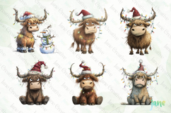 Grumpy Christmas Highland Cow Clipart Bundle Product Image 5
