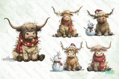 Grumpy Christmas Highland Cow Clipart Bundle Product Image 6