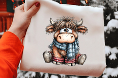 Grumpy Christmas Highland Cow Clipart Product Image 2