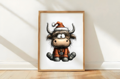 Grumpy Christmas Highland Cow Clipart Product Image 3