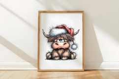 Grumpy Christmas Highland Cow Clipart Product Image 3
