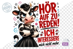 Grumpy Cow Stop Talking German Quote Sublimation PNG Product Image 1
