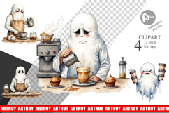 Grumpy Ghost Barista Clipart Product Image 1