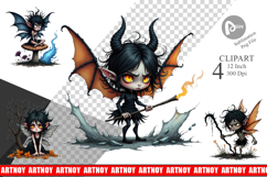 Grumpy Dark Fairy Clipart Product Image 1