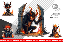 Grumpy Demon Clipart Product Image 1