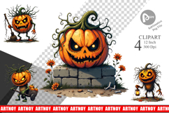 Grumpy Jack o Lantern Clipart Product Image 1
