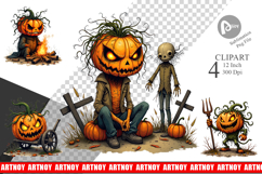 Grumpy Jack o Lantern Clipart Product Image 1