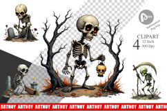 Grumpy Skeleton Clipart Product Image 1