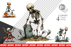 Grumpy Skeleton Clipart Product Image 1
