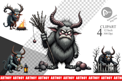 Grumpy Krampus Clipart Product Image 1