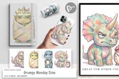 Grumpy Monday Dino Digital Paper Product Image 1