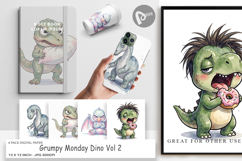 Grumpy Monday Dino Digital Paper Product Image 1