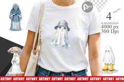 Grumpy Rainy Day Ghost Art Sublimation Product Image 1